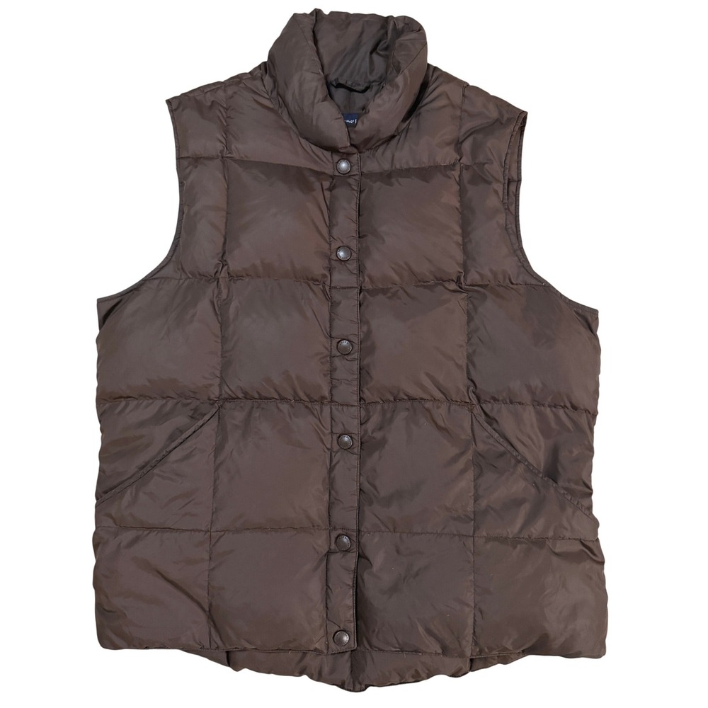 Lands End Goose Down Quilted Puffer Vest Womens M Packable Winter Outdoors Warm